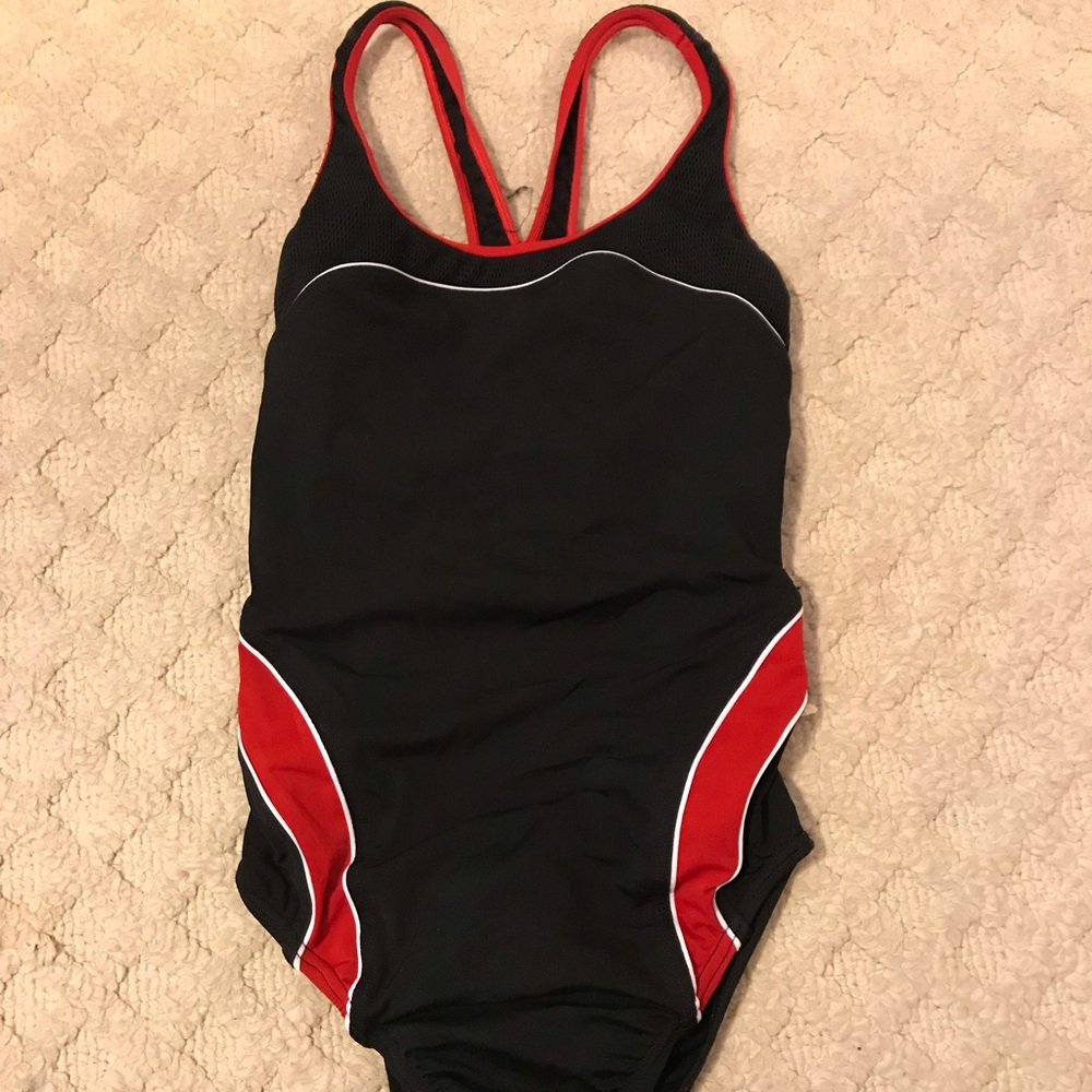 red and black speedo swimsuit